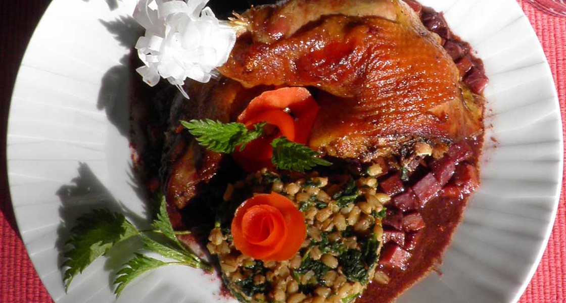 Kopun u merlotu s ječmenom kašom